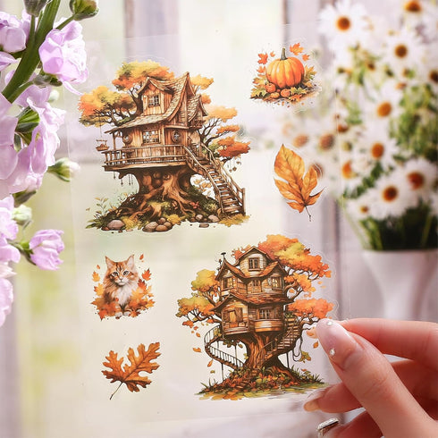 Flower Stickers for Scrapbooking,Vintage Natural Stickers 20Page 120pcs Transparent Scrapbook Supplies Journal Stickers Book for Card Making Journ...