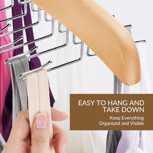 ZEDODIER Tank Top Hangers, Bra Organizer for Closet, 24 Storage Capacity, Non-Slip Hanging Tie Holder Closet Organizer and Storage for Camisoles T...