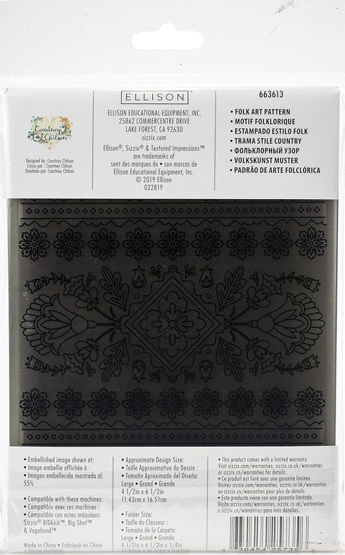Sizzix Folk Art Pattern by Courtney Chilson Dies, us:one size...