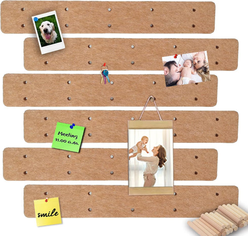 Brown Felt Pin Boards Memo Board Pegboard Bar Strips, Self-Adhesive Cork Board for Walls Home Office Decor, Small Felt Bulletin Boards for Jewel, ...