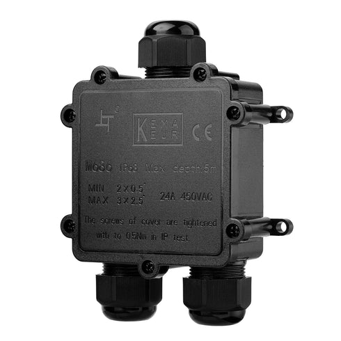 IP68 Waterproof Junction Box,3-Way Outdoor Cable Connectors with 3 Cable M25 Gland Wire Connector Electrical Junction Box for 4-14MM Diameter Cabl...