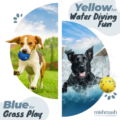 MISHMASH Vision Dog Ball made with Premium Bite-Proof ETPU, Aggressive Chewers Waterproof Bouncy Interactive Dog Toy, Durable Tennis Ball for Medi...