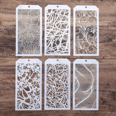 DIY Decorative Stencil Template for Scrapbooking Painting on Wall Furniture Crafts,Set of 6 (Leaf Flower)...