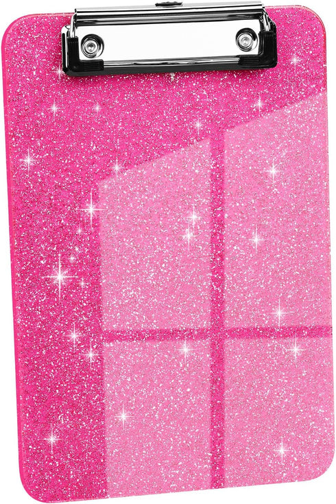A5 Size Clipboards,Glitter Clipboard with Low Profile Clip,Sparkle Plastic Clipboard,Cute Hanging Clipboard for Office Supplies Clipboards for Kid...