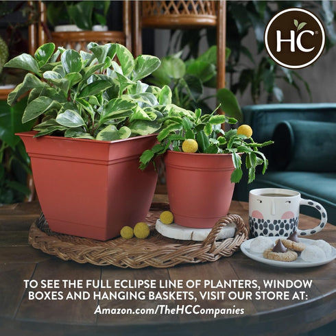 The HC Companies 6 Inch Eclipse Round Planter with Saucer - Indoor Outdoor Plant Pot for Flowers, Vegetables, and Herbs, Teal...