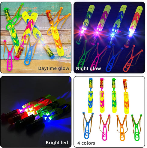 24 Pcs Slingshot Outdoor Toys,Glow in The Dark Party Supplies Toys Rocket with Launcher,Glow Sticks Easter Basket Stuffers Birthday Christmas Gift...