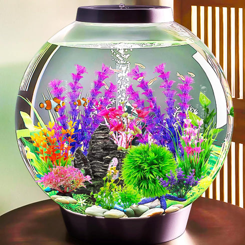 Aquarium Decorations Fish Tank Artificial Plastic Plants, 12pcs Aquarium Decor Plants and Cave Rock Decoration Set Hideout Ornaments, Fish Tank Ac...