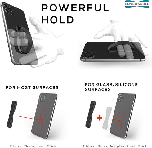LOVEHANDLE Universal Phone Grip for Most Smartphones, Mini Tablets and Cases, Hibiscus Purple Design Elastic Strap with Purple Base, lh-01-hibiscu...