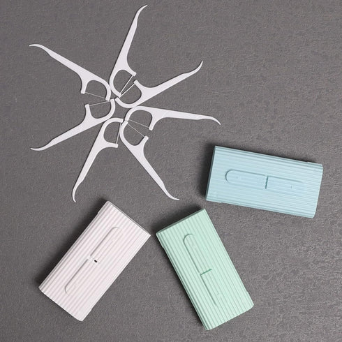 White Dental Floss Portable Case, Storage 10 Picks Adult Floss in Box. The Best Tool for Cleaning Teeth and Oral Care. Portable Travel Floss is Pe...