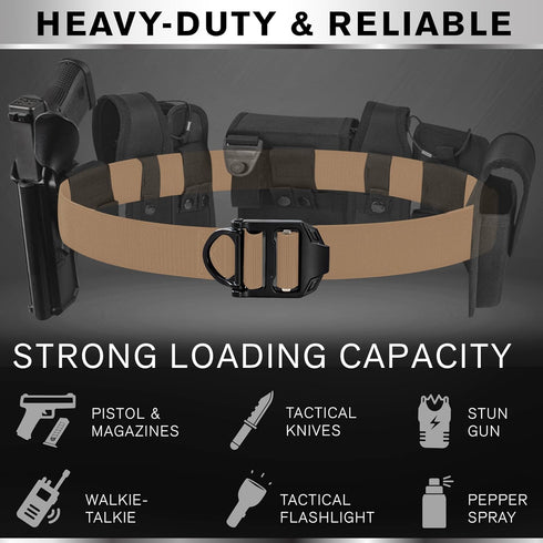TECEUM Tactical Belt – Coyote B4 S – Heavy-Duty Military, Work, Hiking,Rigger, Utility, EDC Men’s Belts – Quick-Release – Nylon Web...