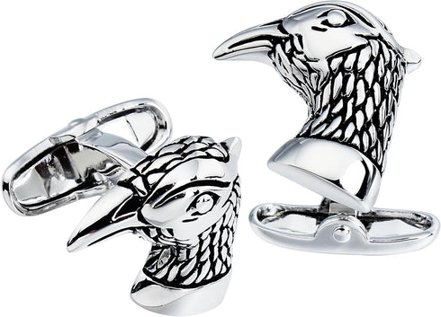 Antiqued Sliver Tone Crow Bird Cufflinks For Men With Gift Box...