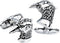 Antiqued Sliver Tone Crow Bird Cufflinks For Men With Gift Box...