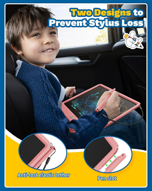 TEKFUN Toys for Girls 12in LCD Writing Tablet, Erasable Doodle Board with Anti-Lost Stylus, Mess Free Coloring Drawing Board, Travel Car Trip Game...