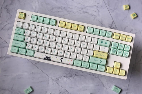Cat Theme -135 Key XDA Standard Opaque Mechanical keycap Support Most Keyboards PBT Material (61-131 Keys)...