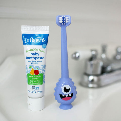 Dr. Brown's ToothScrubber Toothbrush, Three-Sided Toddler Training Toothbrush for Ages 1-4 Years with Suction Cup Base and Color Changing Bristles...