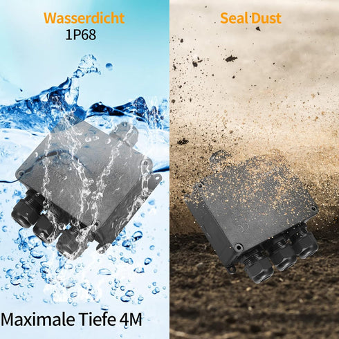 Electrical Junction Box, Waterproof IP68 4-Way External Junction Box, Cable Connector Box, Underground External Outdoor Junction Box for Wire Rang...