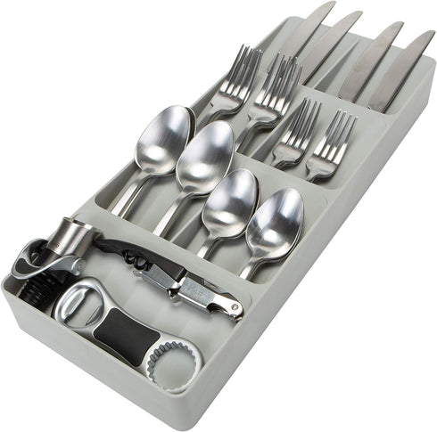 Kitchen Details 7 Slot Cutlery Drawer Organizer | Utensil Tray | Silverware Holder | Knife Spoon Fork | Flatware Storage & Organization | Grey...