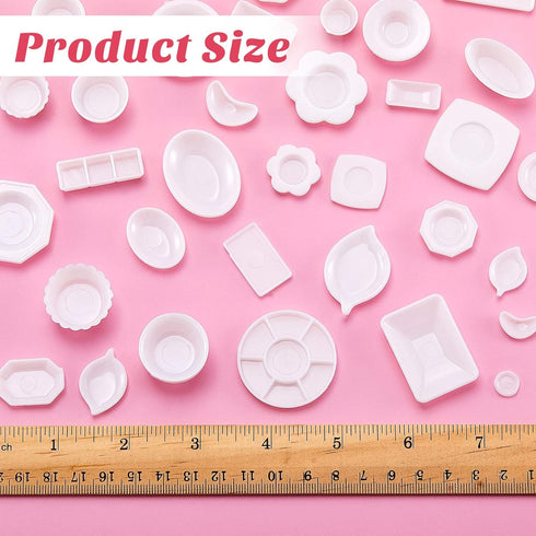 Skylety 33 Pieces 1:12 Dollhouse Miniature Decoration Accessory Dollhouse Miniature Kitchen Tableware Plastic Mini Plate Dishes Cups Bowl Set Micr...