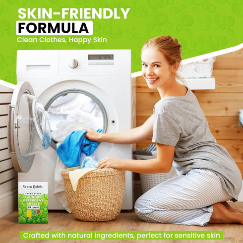 Laundry Detergent Sheets - Eco-Friendly 64 loads Fresh Linen Scent Travel Laundry Detergent Sheets | Plastic Free Laundry Strips W/Recyclable Pack...