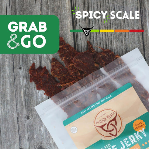 Mission Meats Beef Jerky from 100% Grass Fed & Pasture Raised Beef, Nitrate Nitrite Free, Paleo & Keto Friendly, Whole 30 Snacks, MSG Free, Gluten...