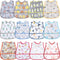 12 Pcs Baby Waterproof Bibs with Food Catcher Adjustable Snaps Plastic Feeding Bibs for Toddlers, 6 to 36 Months...