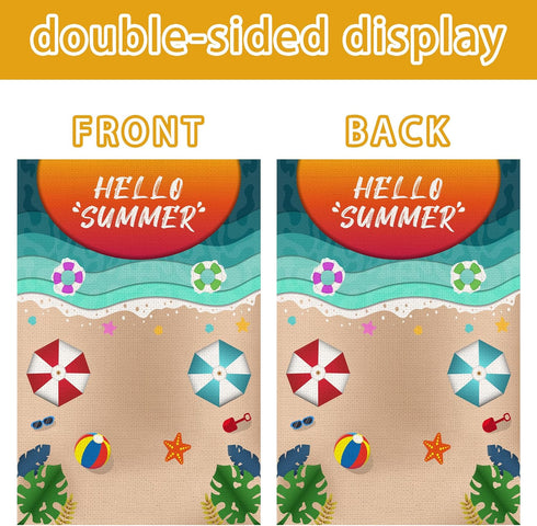 Hello Summer Beach Flag Sunshine Beach Garden Flags 12x18 Double Sided Garden Flags for Outside Decoration Yard Flags...