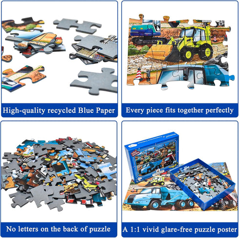 HUADADA Puzzles for Kids Ages 4-8, Construction Vehicles 100 Piece Puzzles for Kids Educational Jigsaw Puzzles Toys Gift for Boys and Girls Age 4,...