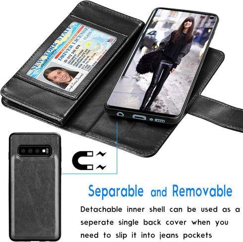 Tekcoo for Galaxy S10 Case, Samsung S10 Wallet Case / S10 PU Leather Case, Luxury Cash Credit Card Slots Holder Carrying Folio Flip Cover [Detacha...