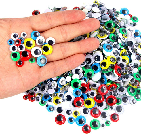 UPINS 1000 Pcs Self Adhesive Googly Wiggle Eyes for DIY, Multi Colors and Sizes Craft Sticker Eyes...
