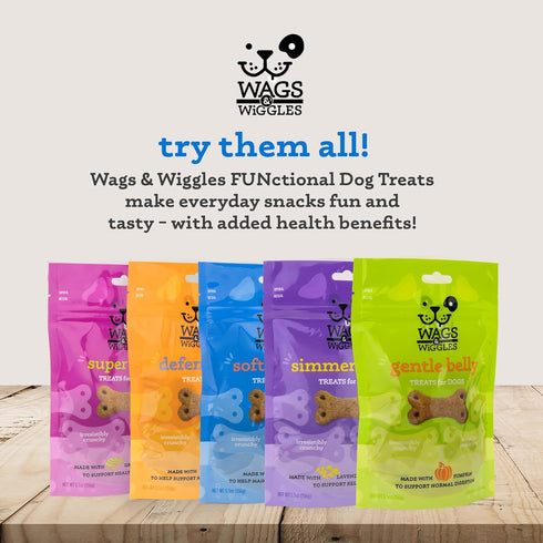 Wags & Wiggles Soft & Shiny Treats for Dogs, Chicken Flavor, 5.5 oz Resealable Bag | Skin & Coat Support Functional Treats for Dogs with Salmon fo...