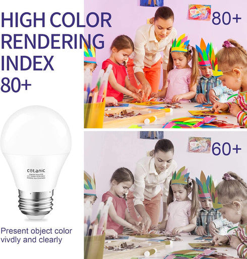 Cotanic 8 Pack Ceiling Fan Light Bulb 5000K Daylight, E26 Base A15 LED Bulb 60W Equivalent, 6W Small Light Bulb for Refrigertaor, Chandelier Light...