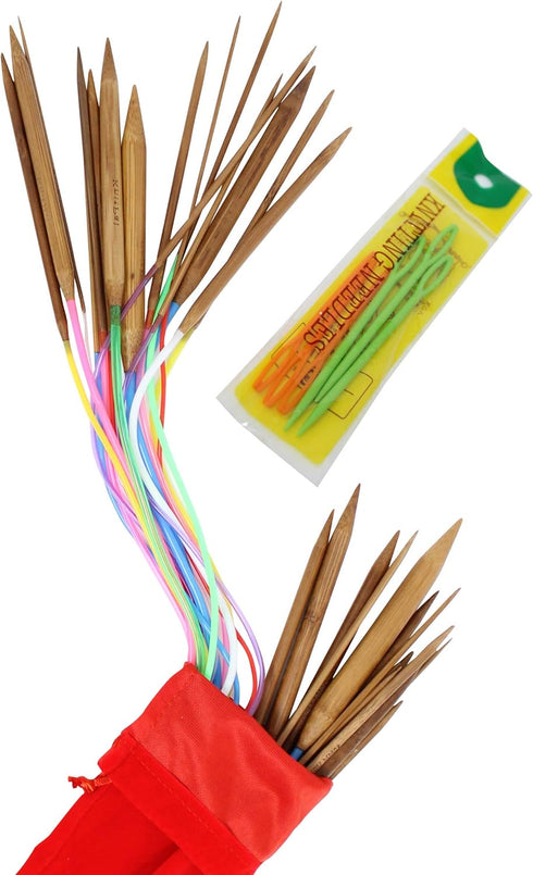 KnitPal 40 Inch (100cm) Bamboo Circular Knitting Needles Set - 16 Pairs, Sizes: US 0-17 (2mm-12mm) - Circular Knitting Needles with Pouch & eBook ...