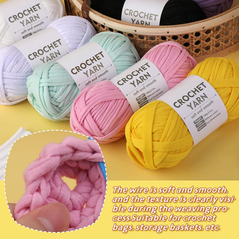 2 Pack T-Shirt Yarn Set?Yellow Knitting Crochet T Shirt Yarn?Tshirt Yarn Kit for Crocheting, Ribbon Cotton Yarn, Knitting Yarn Ball......