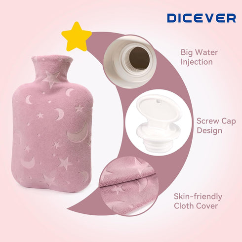 Hot Water Bottle with Soft Cover, 2L Hot Water Bag for Menstrual Cramps, Neck and Shoulder Pain Relief, Hot and Cold Therapies, Hand Feet Warmer, ...