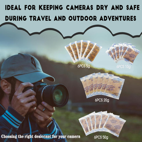 Xcivi 6 Packs Silica Gel desiccant for Digital Camera, for KODAK Cameras, for Canon Cameras,for Sony Cameras, Silica Gel Desiccant Compact Dehumid...