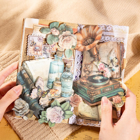 180Pcs Travel Notes Scrapbook Paper, Vintage Ephemera Pack for Journaling, Junk Journal, and Scrapbooking Supplies, Craft Kit with Glue Tape...
