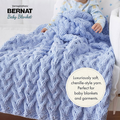 Bernat Baby Blanket 300g Baby Blue- Green Yarn - 1 Pack of 300g/10.5oz - Polyester - 11 Super Bulky - Knitting/Crochet...