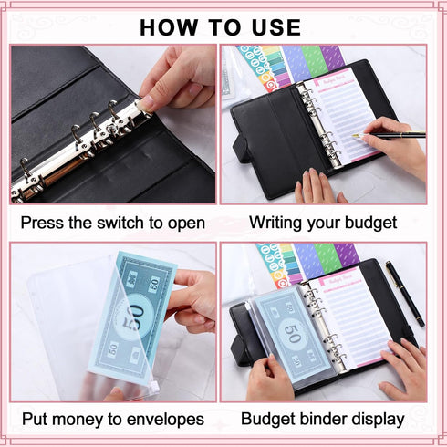 32 Pcs Budget Binder A6 Money Organizer Budget Binder with Zipper Envelope Budget Planner for Cash Budget Money Bill Organizer Expense Budget Shee...