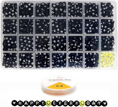 1280 Pieces Letter Beads 3.5x7mm Round Letter Beads Kits Alphabet Beads A-Z Heart Beads and Crystal Line for Bracelets Necklaces DIY Jewelry Makin...