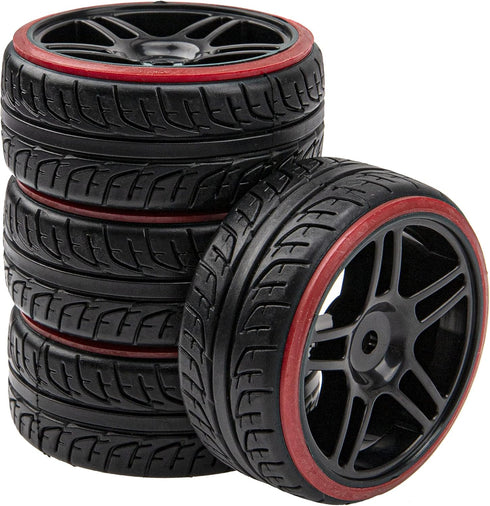 Hard Plastic Wheel Rims & Plastic Tires 12mm Hex Compatible with Traxxas HSP Tamiya Kyosho Himoto 1/10 RC Drift Car (Style 2)...
