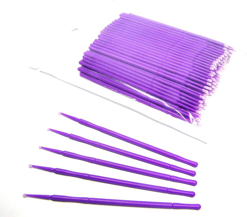 100 1.5mm Fine Touch Up Micro Brush Applicator for Detail Painting, Cleaning, Gluing - Auto, Marine, Crafts, Model Making, Cosmetics - Purple by N...