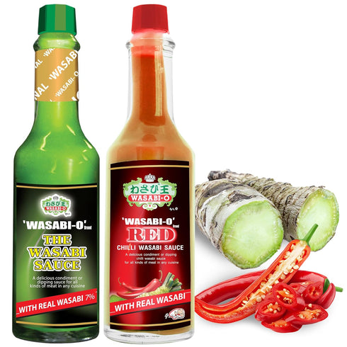 Wasabi-O Combo Set of 2 Wasabi Original Sauce 62g & Wasabi Red Chili Sauce 55g - The Perfect Match, Ideal Not Only For Sushi, Sashimi But For All ...