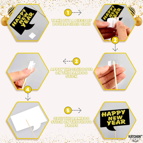 New Years Photo Booth Props | Pack of 20, Real Glitter | New Years Eve Party Supplies 2019 | Nye decorations 2019 | New-Year Decorations 2019 | Ha...