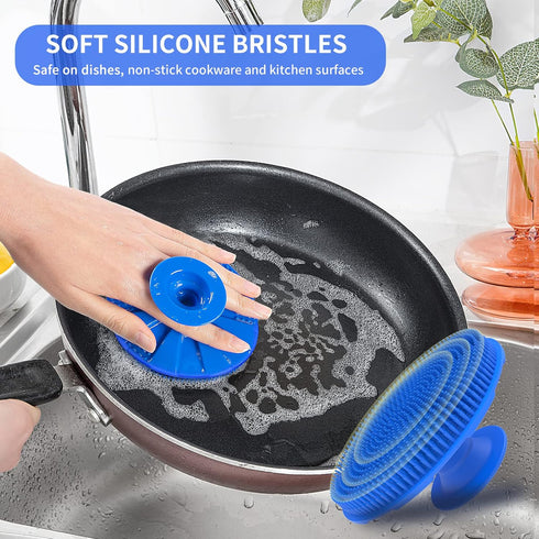 Silicone Sponge, BEAUTAIL Non-Scratch Scrub Sponges for Washing Dishes, Kitchen Fruit Vegetable Cleaning Brush, Long Lasting and Reusable Dishwash...