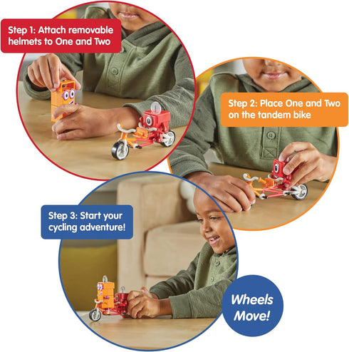 hand2mind Numberblocks One and Two Bike Adventure, Cartoon Action Figure Set, Toy Figures, Toy Vehicle Playsets, Small Figurines for Kids, Number ...