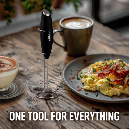 ElitaPro Powerful Milk Frother Wand - Handheld Coffee Frother - Mini Foam Maker With Stand - Whisk Drink Mixer & Foamer for Coffee, Latte, Cappucc...
