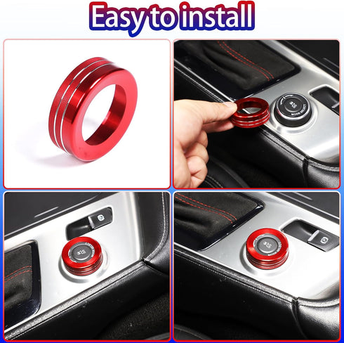 Gear Shift Knob Ring Cover Trim Compatible with Corvette C7 Stingray 2014-2019 Aluminum Alloy 1PCS Central Console Drive Mode Knob Ring Cover Trim...