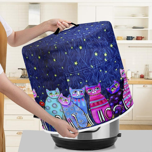 Starry Night Cats Pattern Pressure Cooker Cover for 8 qt Instant Pot, Kitchen Appliance Dust Cover with Pockets for Rice Cooker Air Fryer Slow Coo...