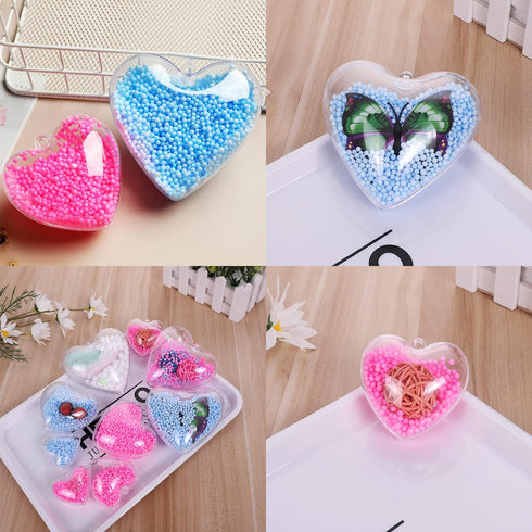 Jangostor 20 Packs Clear Heart Ornaments Balls Valentine‘s Day Ornaments Ball to Fill, DIY Plastic Fillable Valentine Decorations Tree Balls Baubl...