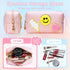 WECOOL Preppy Makeup Bag, Waterproof PU Leather Smiley Face Patch Makeup Bag Preppy, Travel Makeup Bag with Plenty of Space, Portable Cute Toiletr...